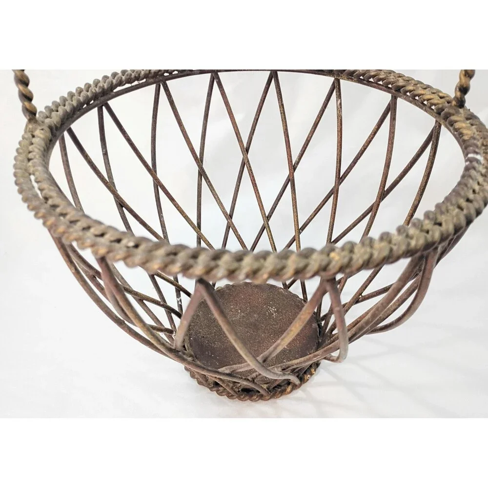 Heavy Braided Metal Basket Brown